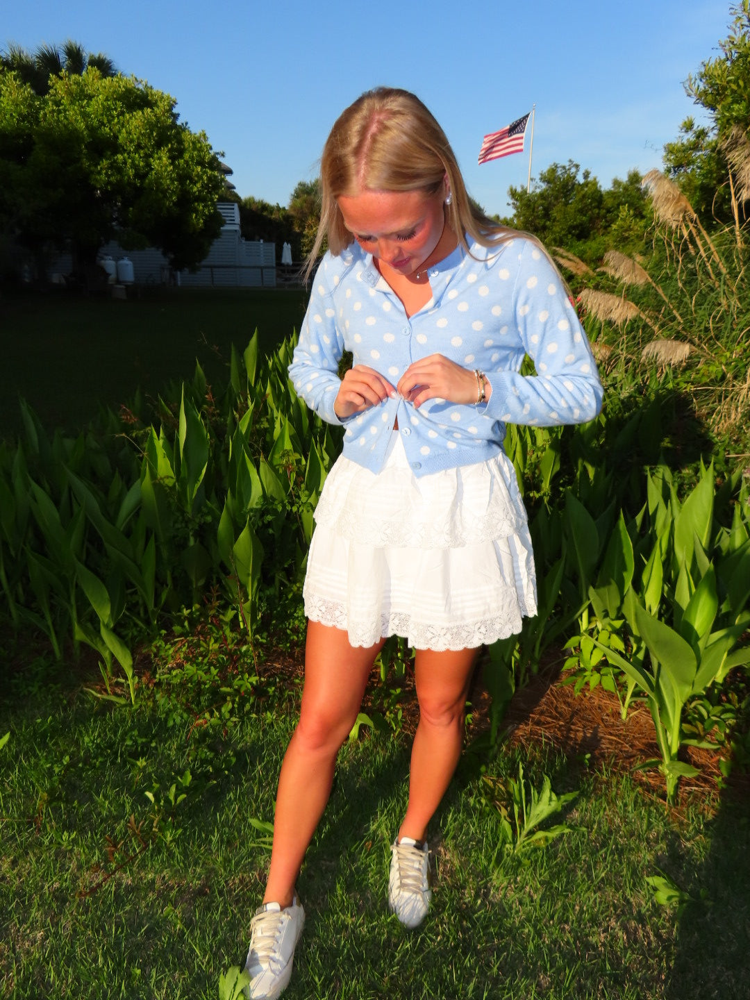 Perfectly Polka Dot Cardigan - Light Blue