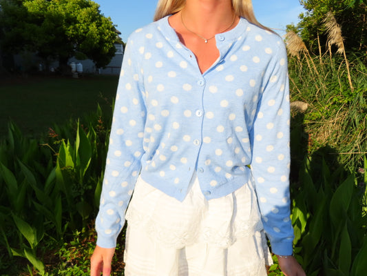 Perfectly Polka Dot Cardigan - Light Blue